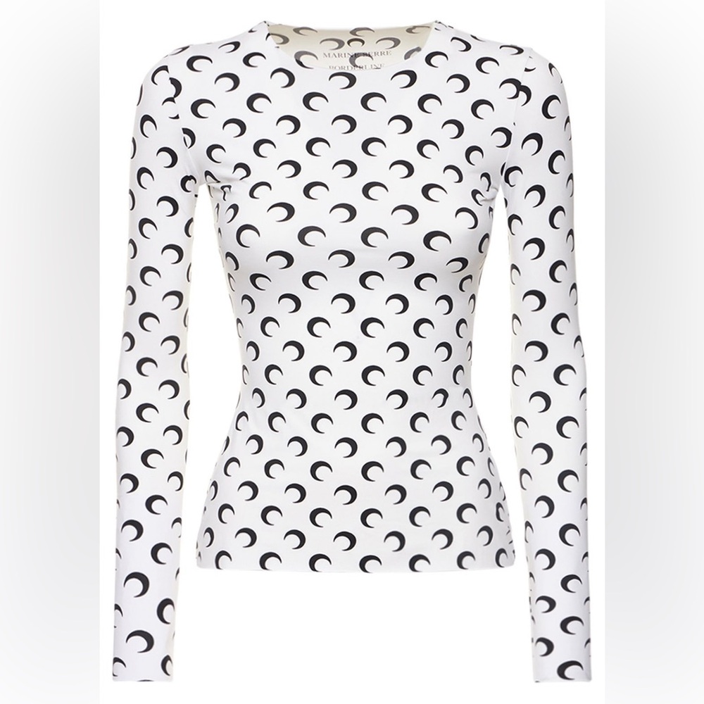 Marine Serre White and Black Long Sleeve Top